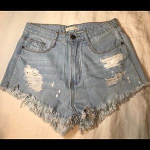 NWOT distressed high waisted shorts